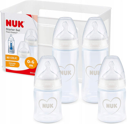 NUK σετ NO COLIC 4 μπουκάλια καλάθι ΕΛΕΓΧΟΣ ΘΕΡΜΟΚΡΑΣΙΑΣ