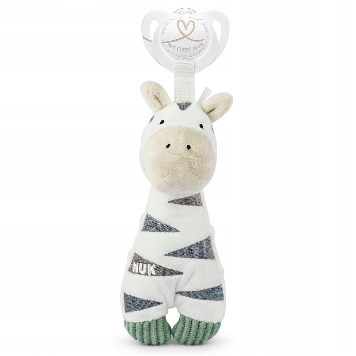 NUK Little Friend πιπίλα με λούτρινο ζωάκι ZEBRA 0-6 μ.
