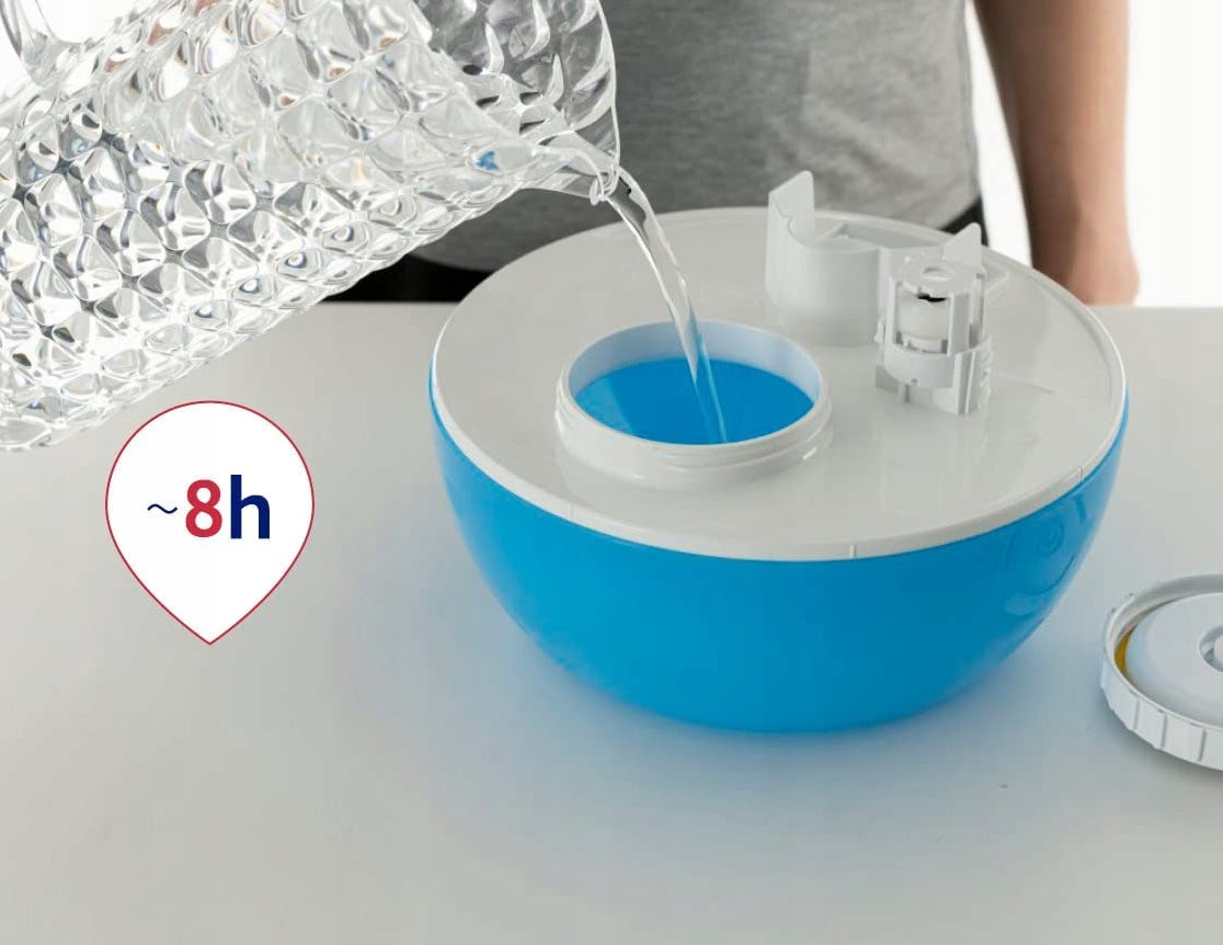 CHICCO Humi Fresh ultradźwiękowy NAWILŻACZ POWIETRZA, biało-niebieski, do 8h pracy