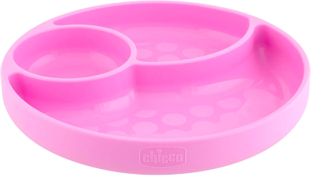 CHICCO Easy Menu farfurie din silicon cu trei compartimente și ventuză, 12 luni+
