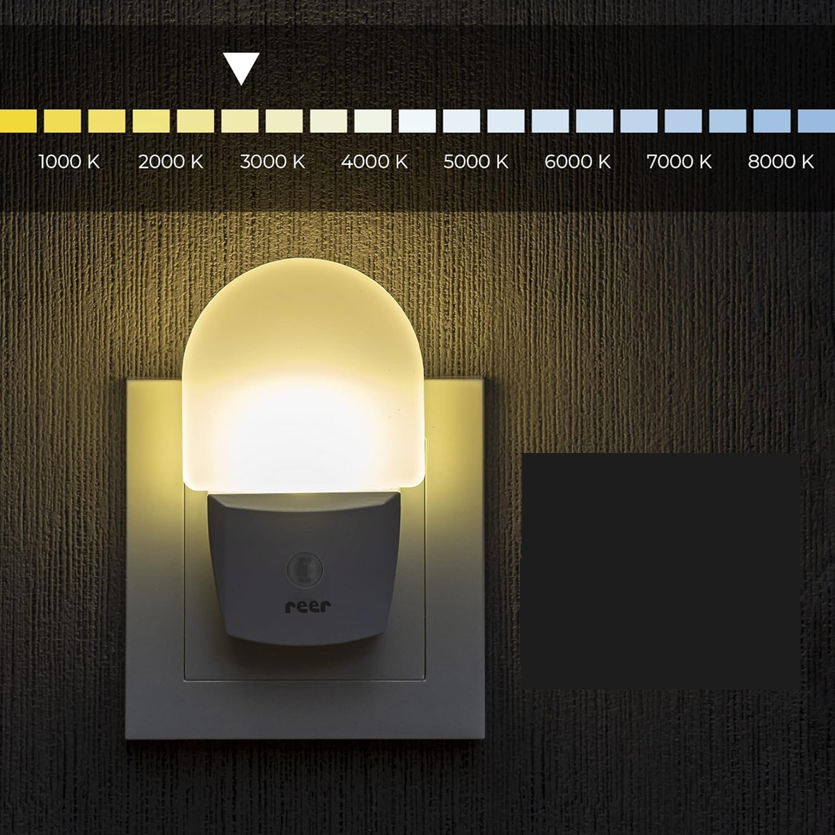 REER NightGuide LED night light for an outlet, darkness sensor, 6 x 9.5 cm