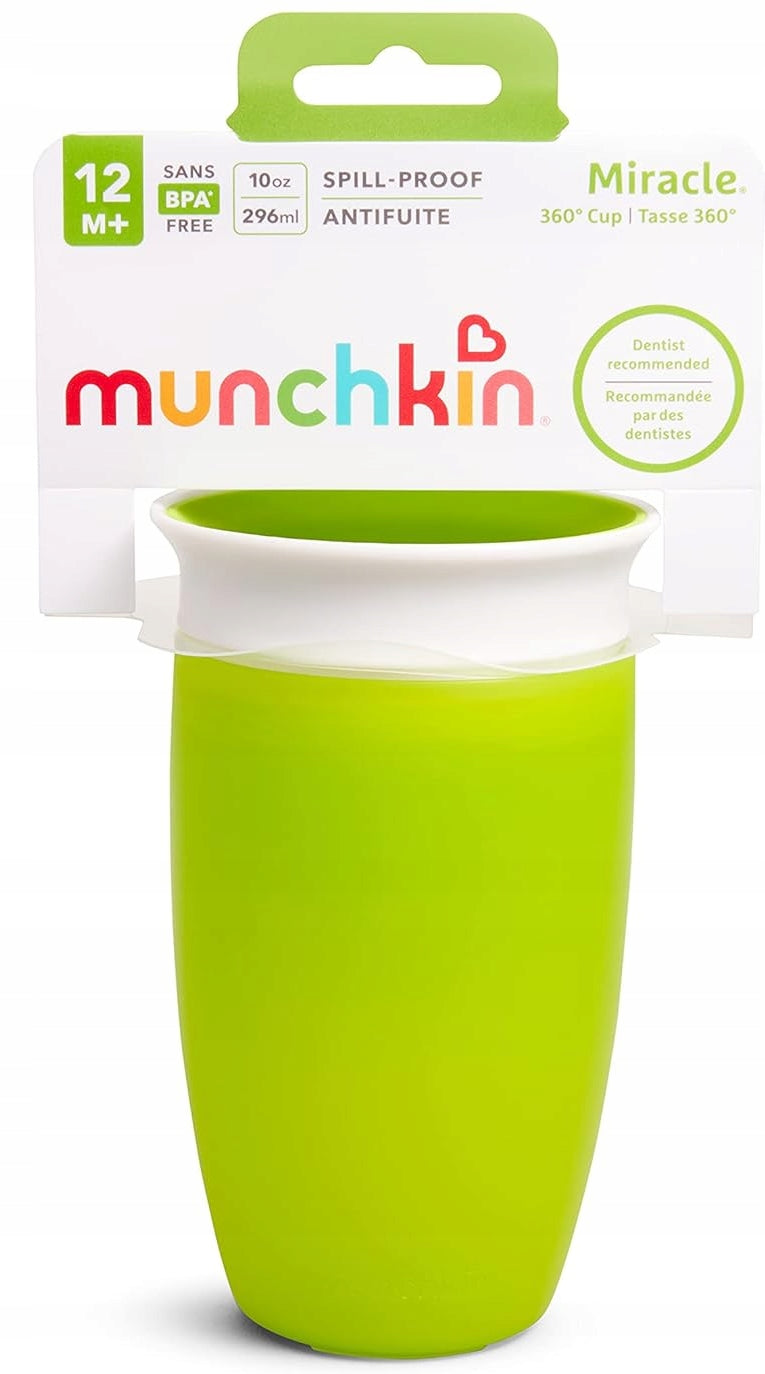MUNCHKIN Miracle kubek 360 12msc+ 296ml, zielony kubek niekapek BPA free dla malucha
