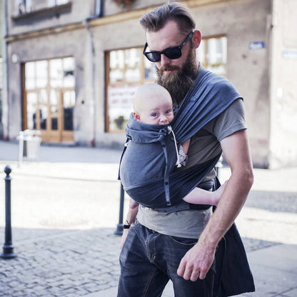 DIDYMOS DidyKlick nosidełko ergonomiczne 3-20kg, szare nosidło miękkie z kapturem dla dziecka