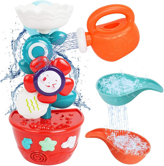 MOZOOSON juguete de baño flor 21,5 cm + regadera y embudos para bebés