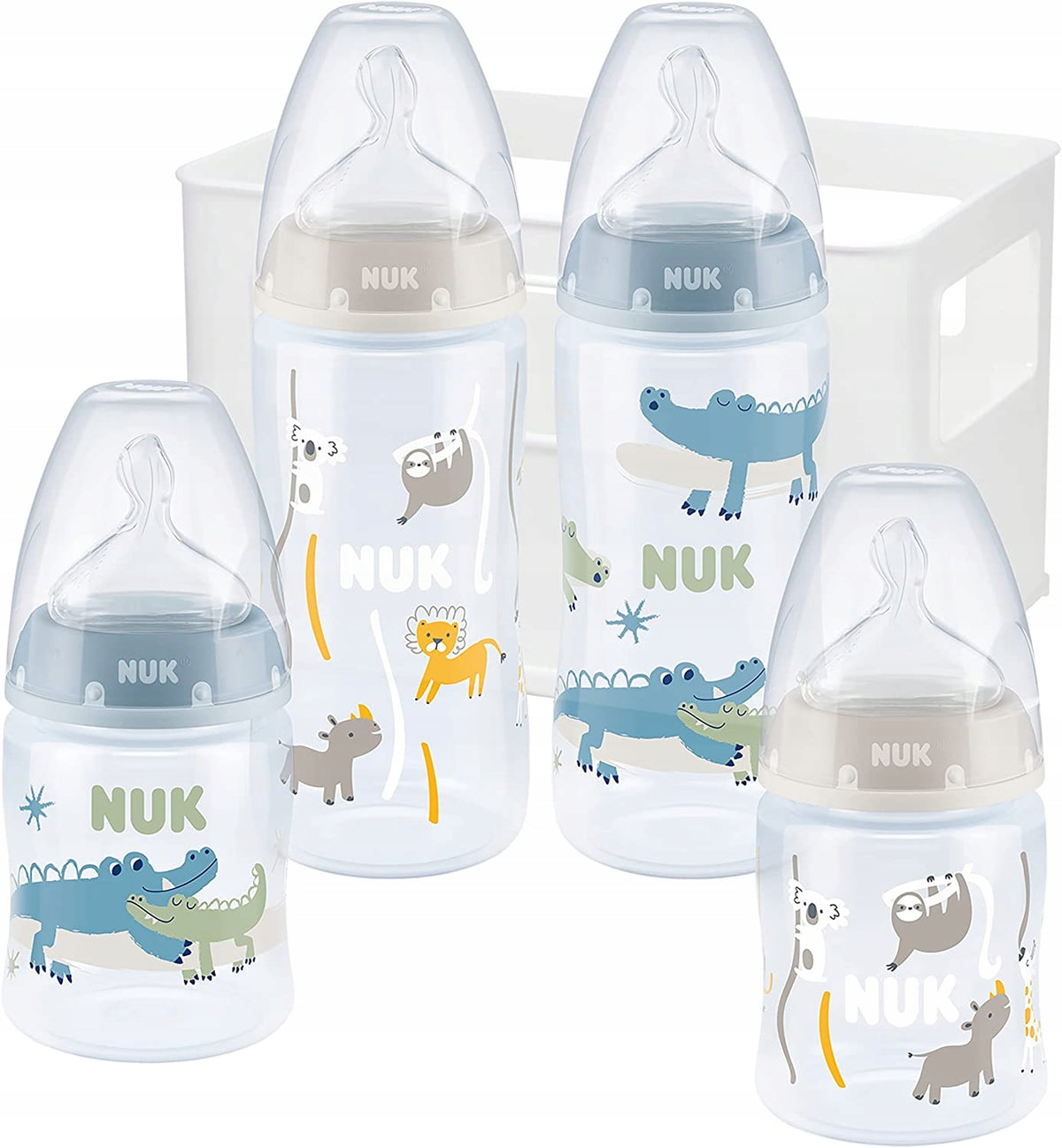 NUK First Choice+ βρεφικό σετ 4 μπιμπερό + καλάθι οργάνωσης 0-6 μηνών
