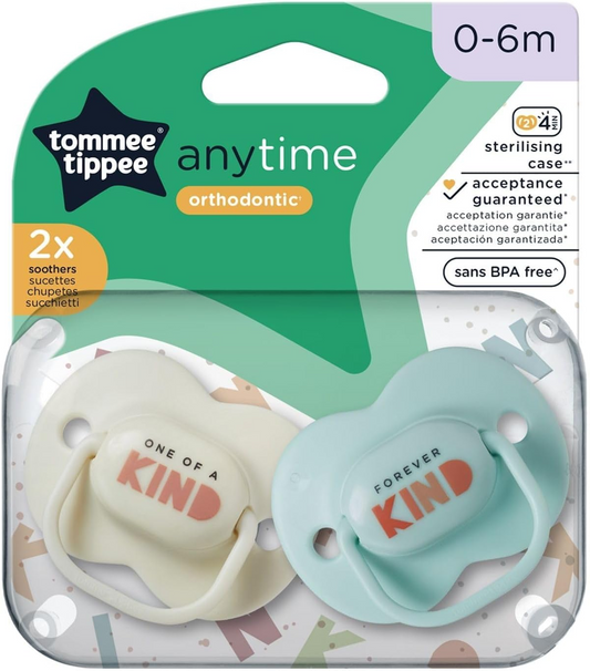 TOMMEE TIPPEE AnyTime smoczki uspokajające x2 0-6msc ORTODONTYCZNE