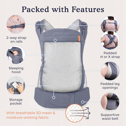 BECO TODDLER porta-bebés com fivela 9-27kg mesh 3d