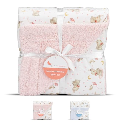 Sherpa Elefante pink baby blanket