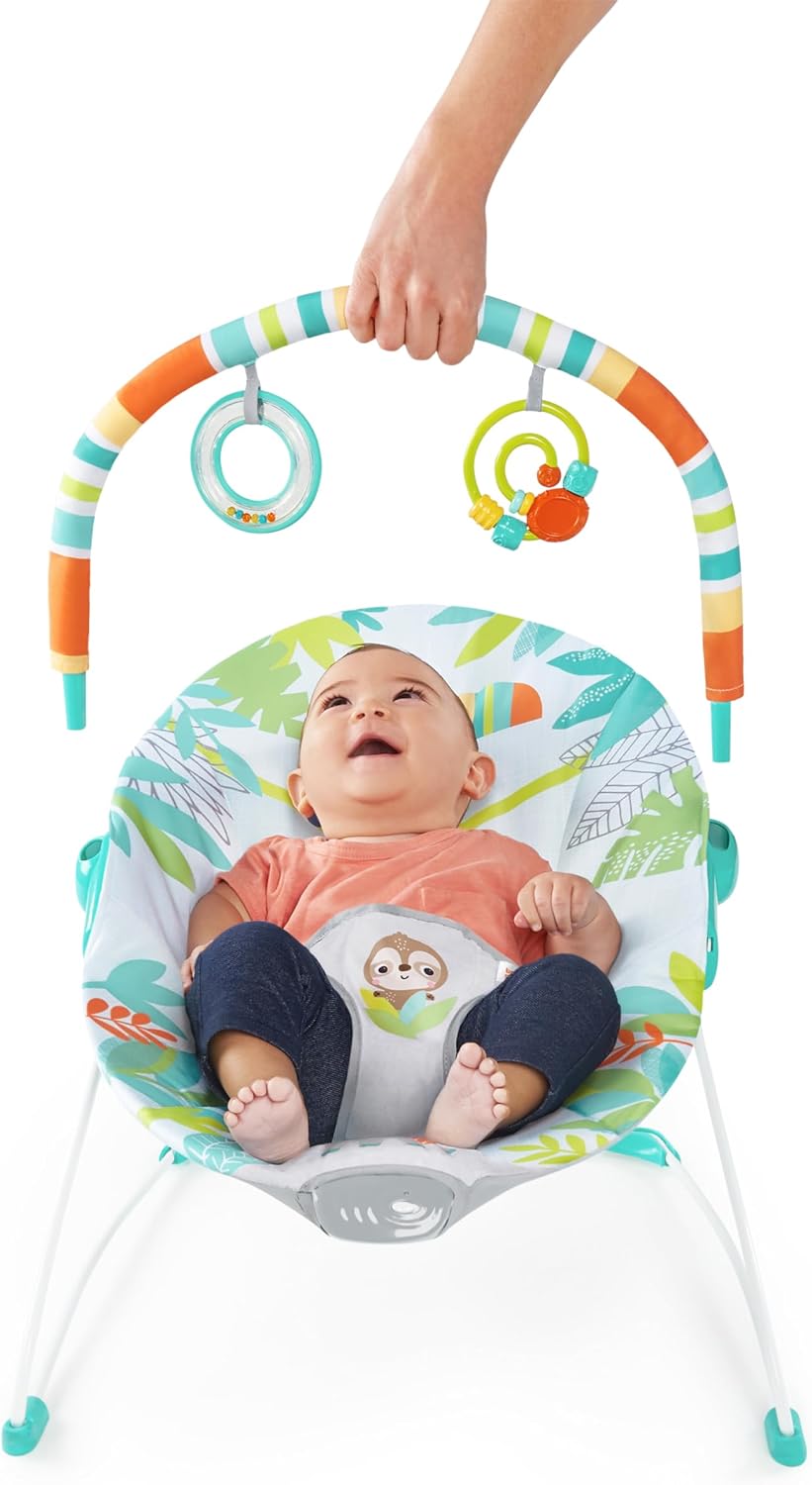 BRIGHT STARTS Rainforest vibrating and musical bouncer
