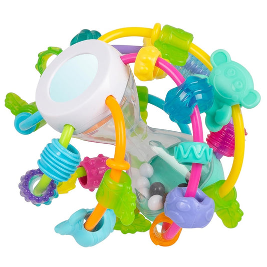 PLAYGRO Play and Learn Ball μασητικό-λαβή με κουδουνίστρα και καθρεφτάκι 14 cm