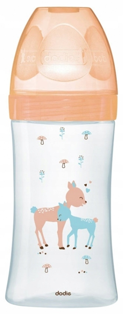 DODIE sklenená fľaša 270 ml 0-6 m cumlík 2 stredný prietok