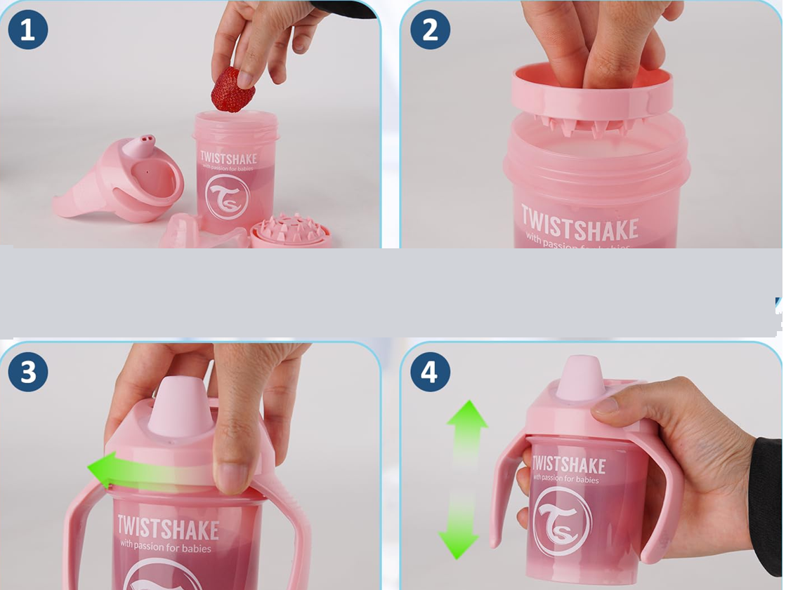 TWISTSHAKE Mini Cup εκπαιδευτικό ποτήρι με στόμιο και αναδευτήρα 230 ml 4 m+