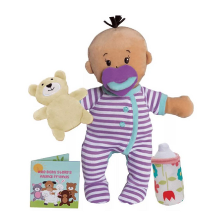 MANHATTAN TOYS Wee Baby Stella pluchen pop 27 cm + beer en flesje