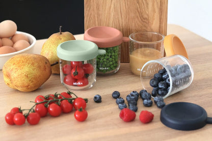 Béaba Sunrise glass food containers with lids 250ml x4