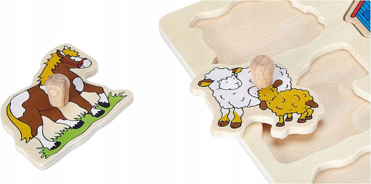 GOKI puzzle de madera con clavijas 9 piezas 20,3 x 29,9 cm GRANJA
