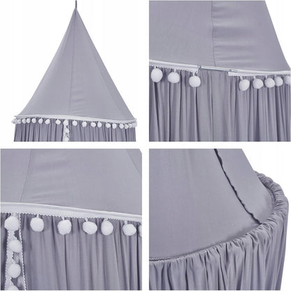 BALDACHIN pe structură cu pompoane 240 cm