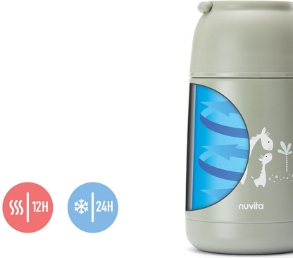 NUVITA 4475 Edelstahl-Speisethermoskanne 620 ml 0+ GIRAFFEN