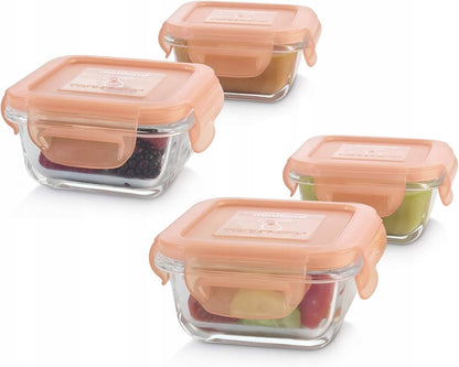 MINILAND NaturSquare γυάλινα δοχεία φαγητού 160 ml 4 τεμάχια ΚΟΥΝΕΛΙ