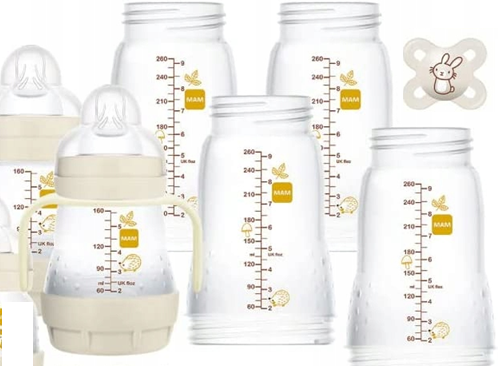 MAM Easy Start Anti-Colic 2 x butelka Anti-Colic 160 ml ze smoczkami, 4 x 260ml korpusy butelek, 1x uchwyt do