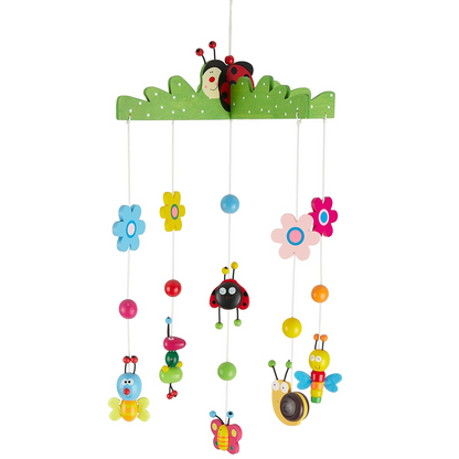 BIECO 3D Flori și insecte, carusel din lemn pentru pătuț, 26 x 39 cm