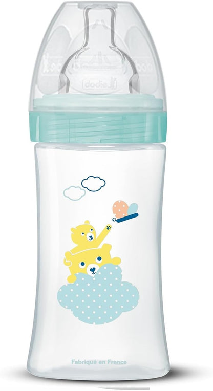 DODIE Sensation+ fľaša 270 ml, cumlík 2, stredný prietok, 0-6 m, MEDVEĎ a LEV
