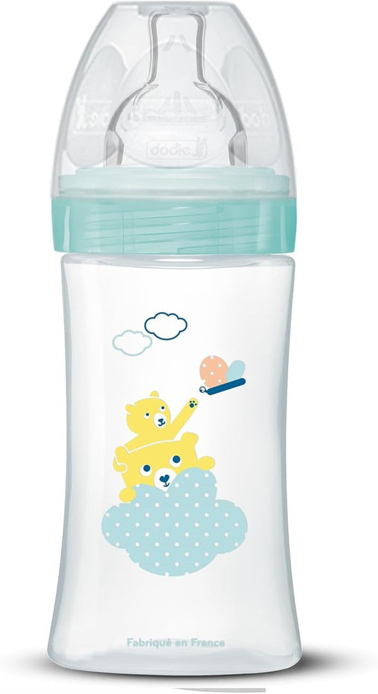 DODIE Sensation+ μπουκάλι 270 ml πιπίλα 2 μεσαία ροή 0-6 μ ΑΡΚΟΥΔΑΚΙ και ΛΙΟΝΤΑΡΙ
