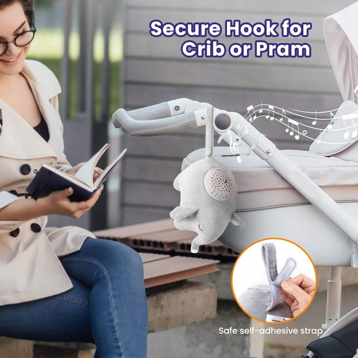 MOMCOZY προβολέας αστεριών παιχνίδι λούτρινο 15 μελωδίες και ήχους 13x19 εκ. ΕΛΕΦΑΝΤΑΣ