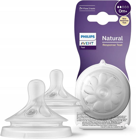 PHILIPS AVENT Natural RESPONSE smoczki do butelek 0msc+ x2