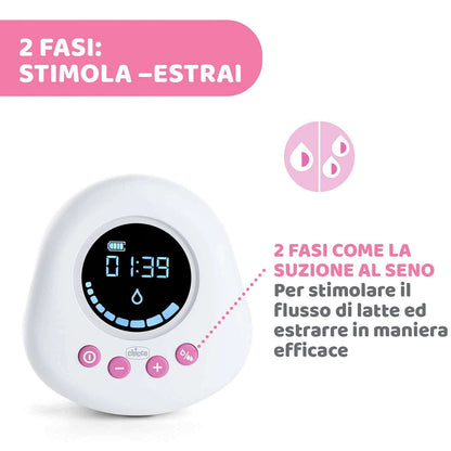 CHICCO NaturallyMe LAKTATOR elektryczny, dwufazowy laktator z trybem stymulacji i odciągania mleka