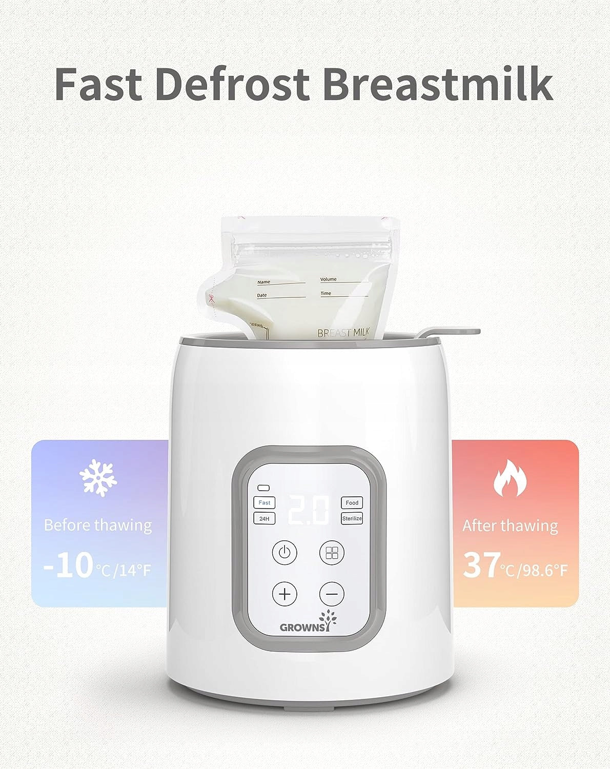 GROWNSY 8w1 sterylizator podgrzewacz do butelek do szybkiego rozmrażania i podgrzewania mleka, biały