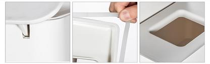 TISSUE BOXcolour whitewidth 12 cm, length 18 cm, height 7 cmsize of opening 7.5 x 7.5 cmmaterials plastic