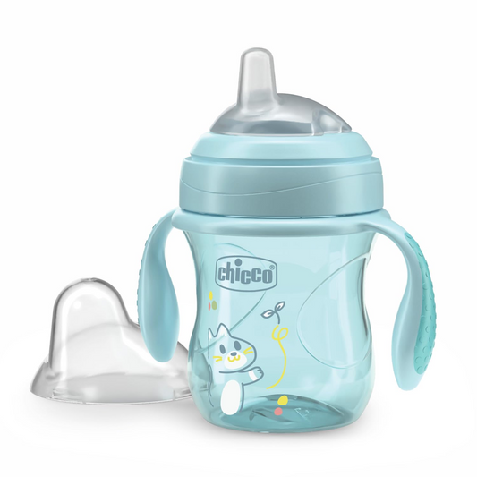 CHICCO Transition Cup εκπαιδευτικό κύπελλο χωρίς διαρροές με στόμιο και λαβές, 200 ml, 4+ μηνών