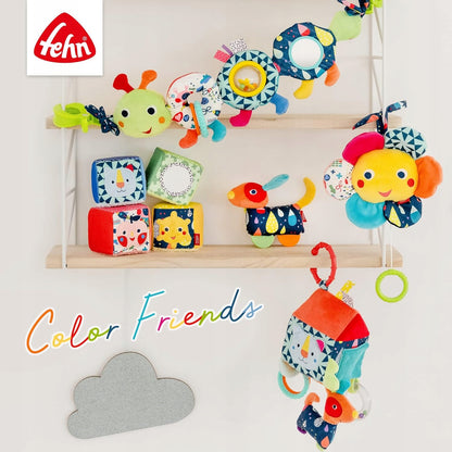 FEHN Color Friends gąsienica puzzle na rzep SENSORYCZNA 36cm, kolorowa zabawka edukacyjna 0+