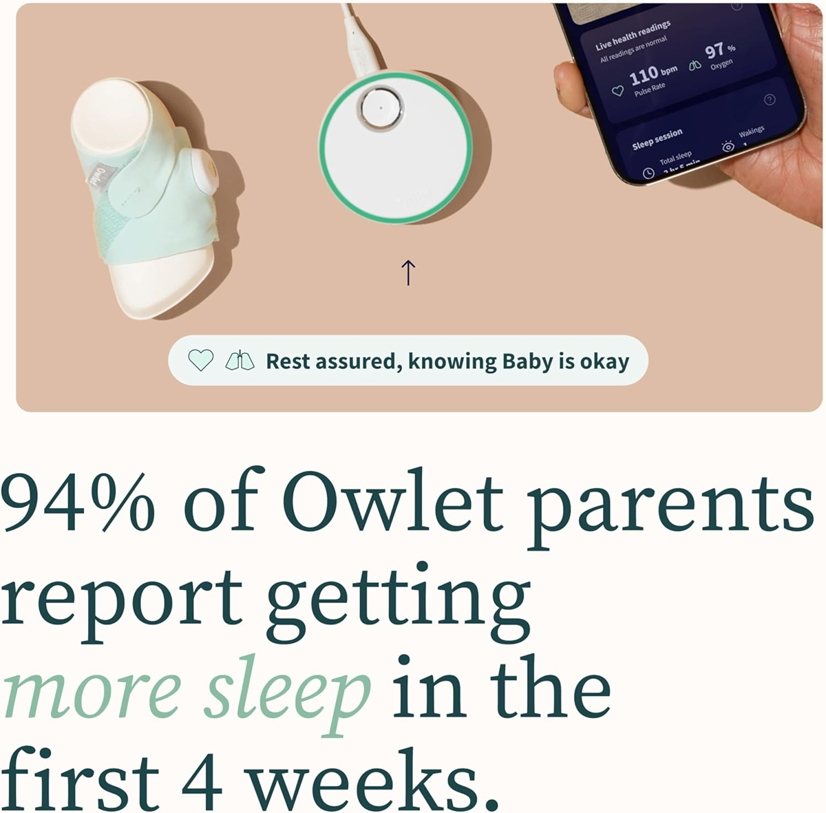 OWLET DREAM SOCK παλμογράφος παλμικό οξύμετρο 2 σε 1 για βρέφη 0-18 μηνών