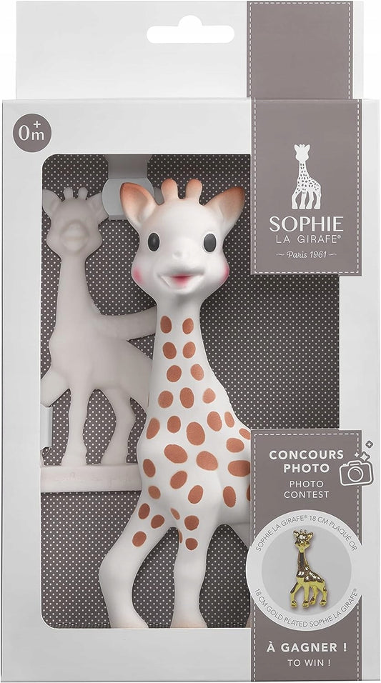 ŻYRAFA SOPHIE zestaw gryzak naturalny SO PURE 18CM + mniejszy