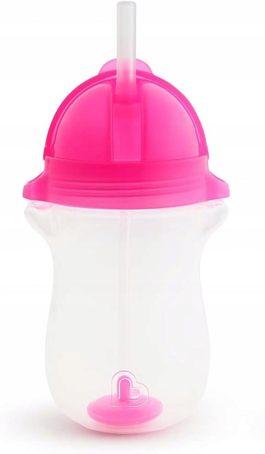 MUNCHKIN Tip&Sip kubek niekapek 6msc+ 207ml obciążona słomka, różowy kubek dla dzieci