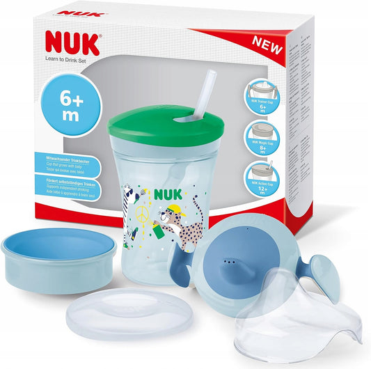 NUK zestaw do nauki picia kubek + 3 ustniki