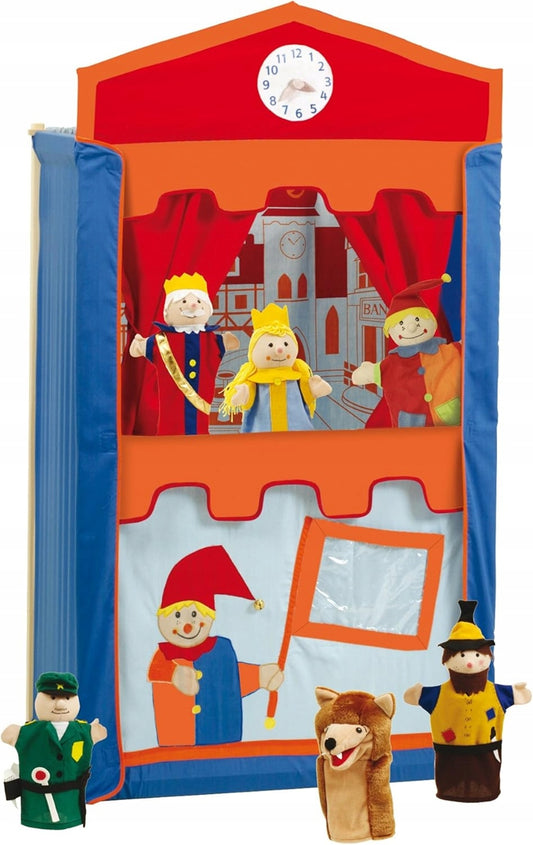 ROBA théâtre de marionnettes en bois 120 cm + 6 marionnettes KASPER