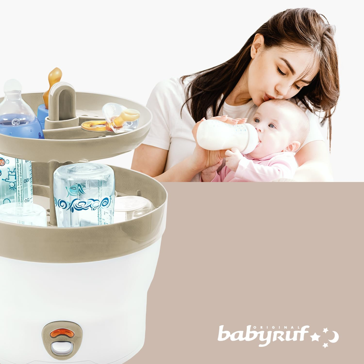 BABYRUF BS29 ηλεκτρικός αποστειρωτής ατμού 6 μπουκαλιών σε 11 λεπτά + λαβίδες