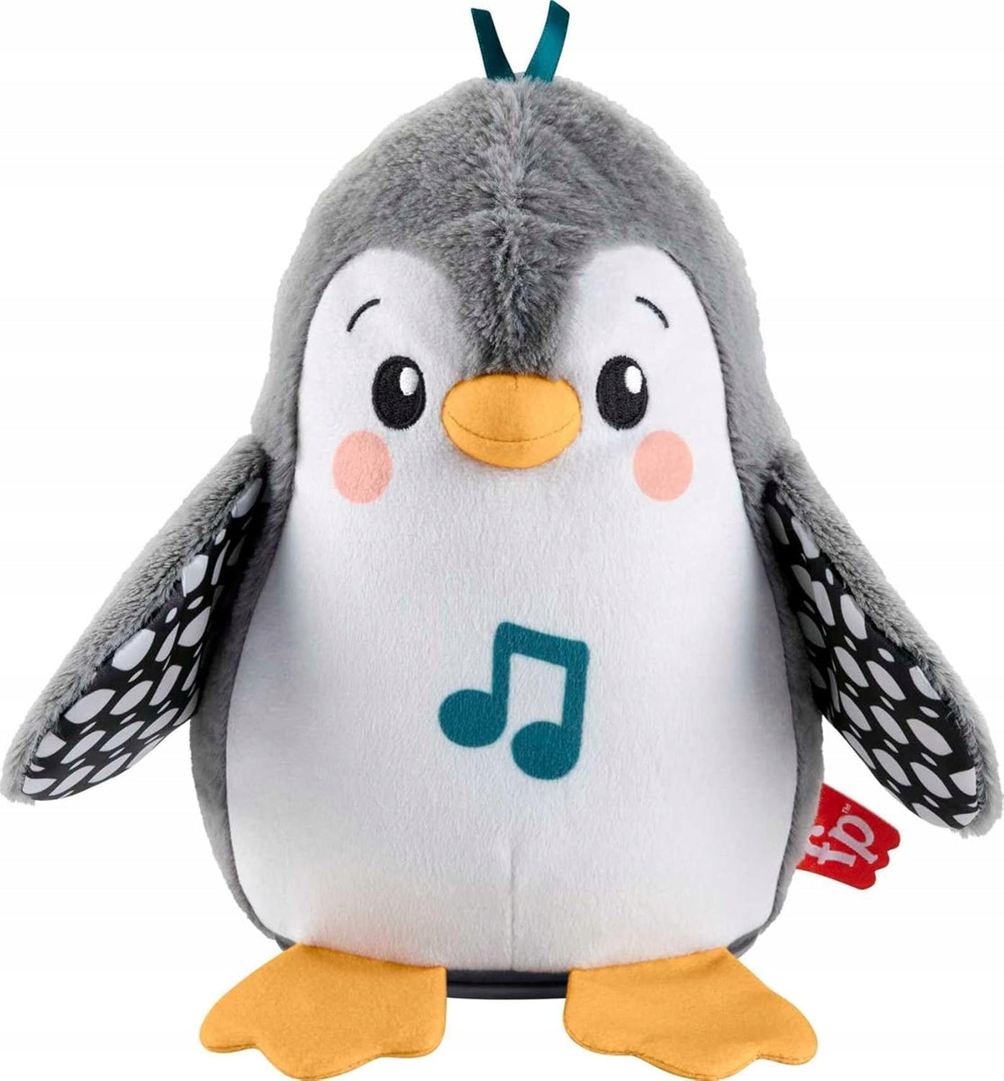 FISHER-PRICE HNC10 kiwający się pingwin z melodiami 21 cm, szaro-biało-pomarańczowa zabawka dla niemowląt 0+