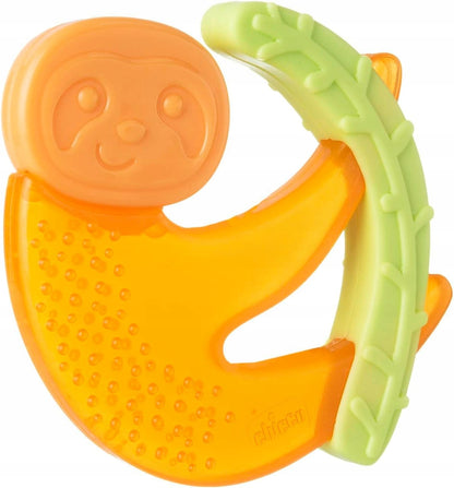 CHICCO Fresh gryzak chłodzący i masujący 4 m+ LENIWIEC, pomarańczowy gryzak dla niemowląt z fakturami