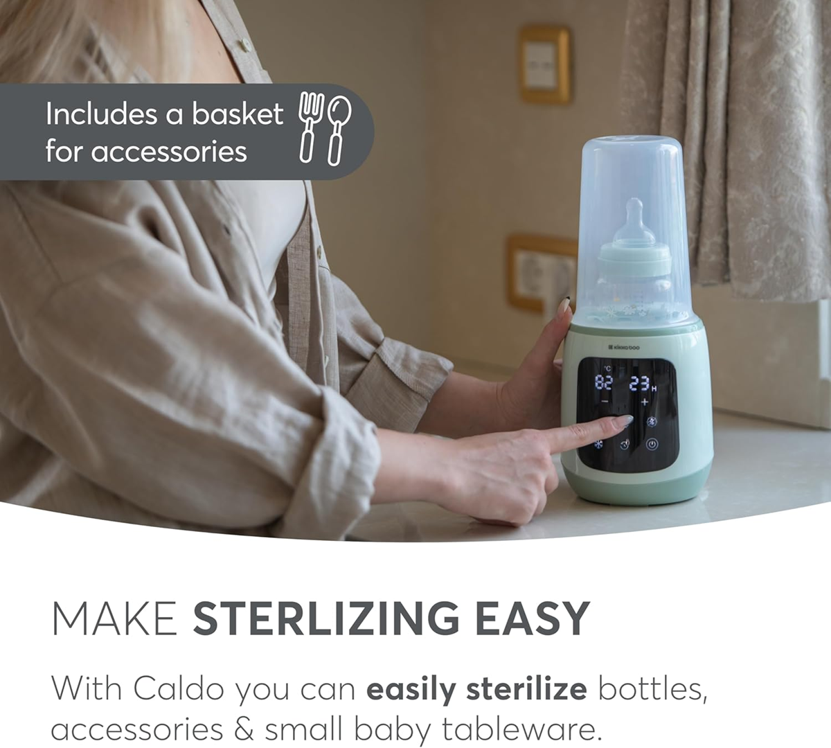 KIKKA BOO CALDO sterylizator podgrzewacz do butelek i słoiczków 4w1