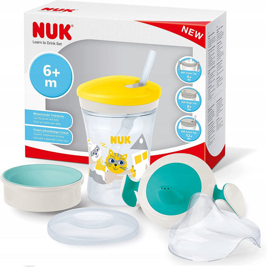 NUK zestaw do nauki picia kubek + 3 ustniki