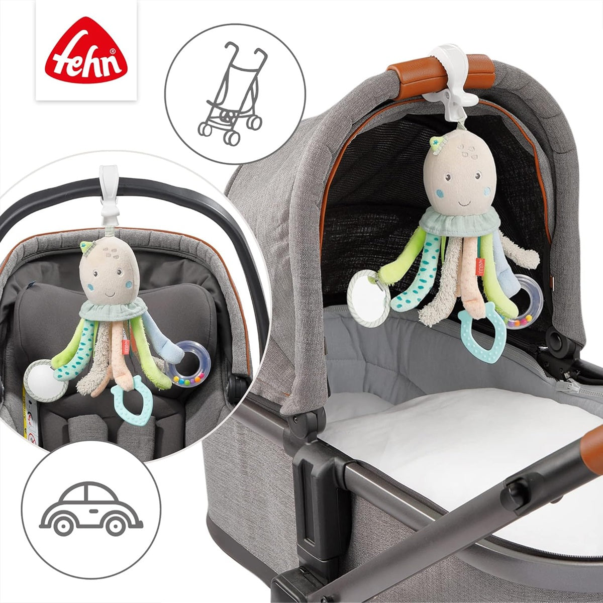 FEHN zawieszka do wózka łóżeczka fotelika OŚMIORNICA 32 cm