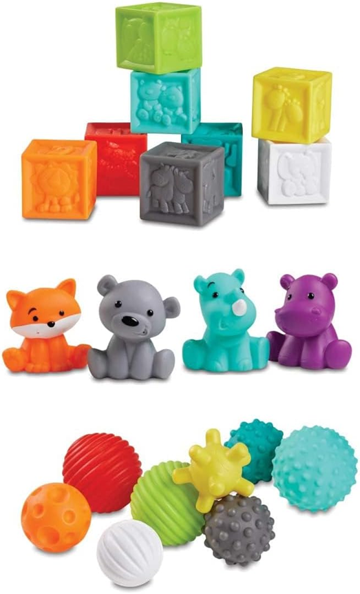 INFANTINO Senso Balls, Blocks & Buddies jouets en silicone 20 pièces