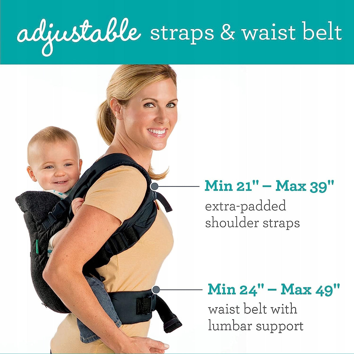 INFANTINO FLIP 4w1 nosidełko ergonomiczne 3,5 - 14,5 kg z regulowanymi paskami i pasem biodrowym