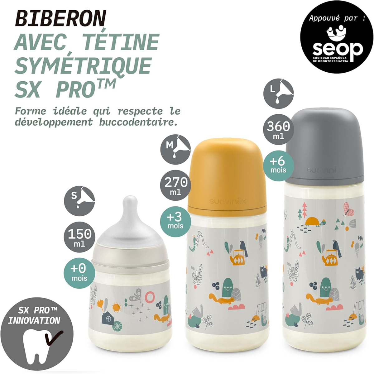 SUAVINEX μπιμπερό με συμμετρική θηλή SX PRO 360ml 6m+
