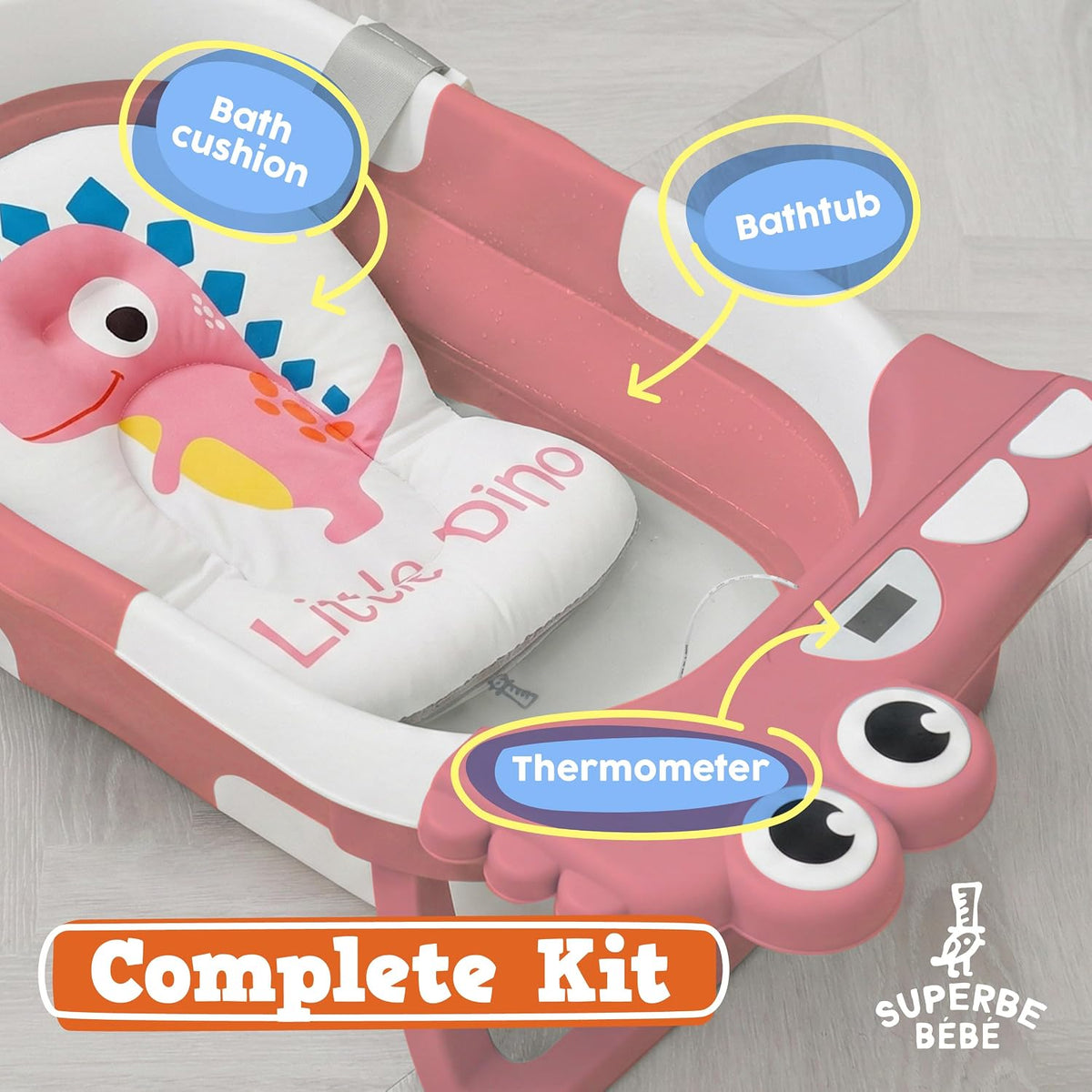 SUPERBE συμπαγής πτυσσόμενη μπανιέρα + ένθετο δεινόσαυρος