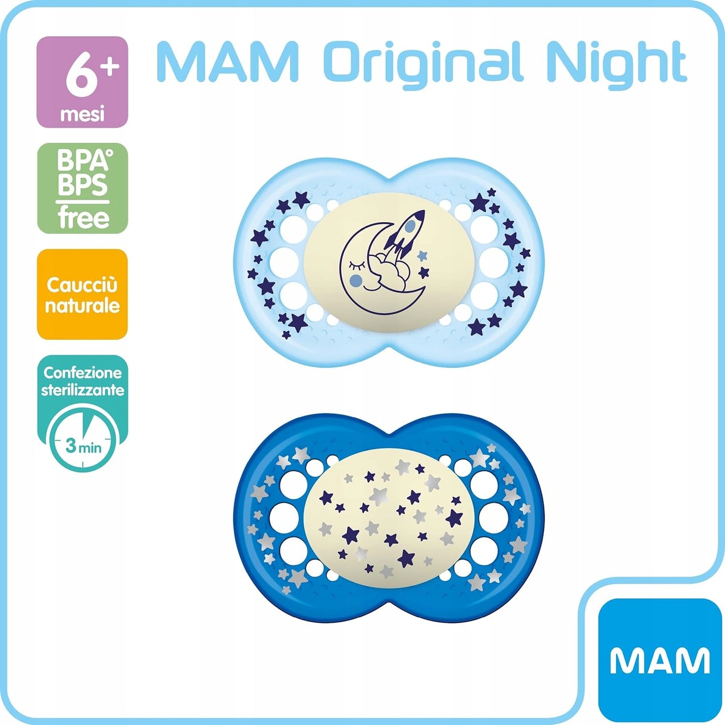 MAM ORIGINAL NIGHT smoczek uspokajający x2 6m+ LATEKS