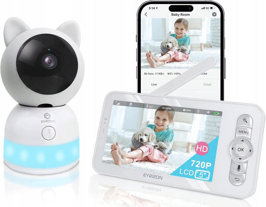EYRIZON vigilabebés electrónico control remoto 5" 2K HD + aplicación móvil